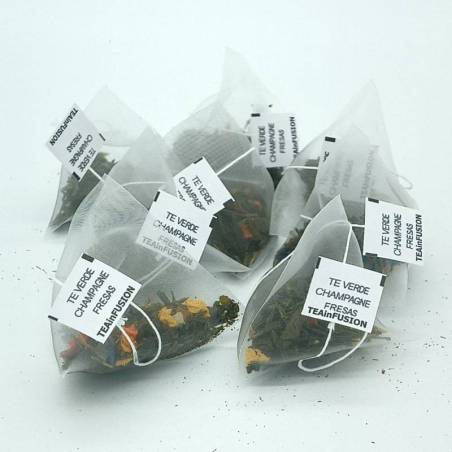 Té verde Champagne Fresas Pirámides Biodegradables | TeaInfusion